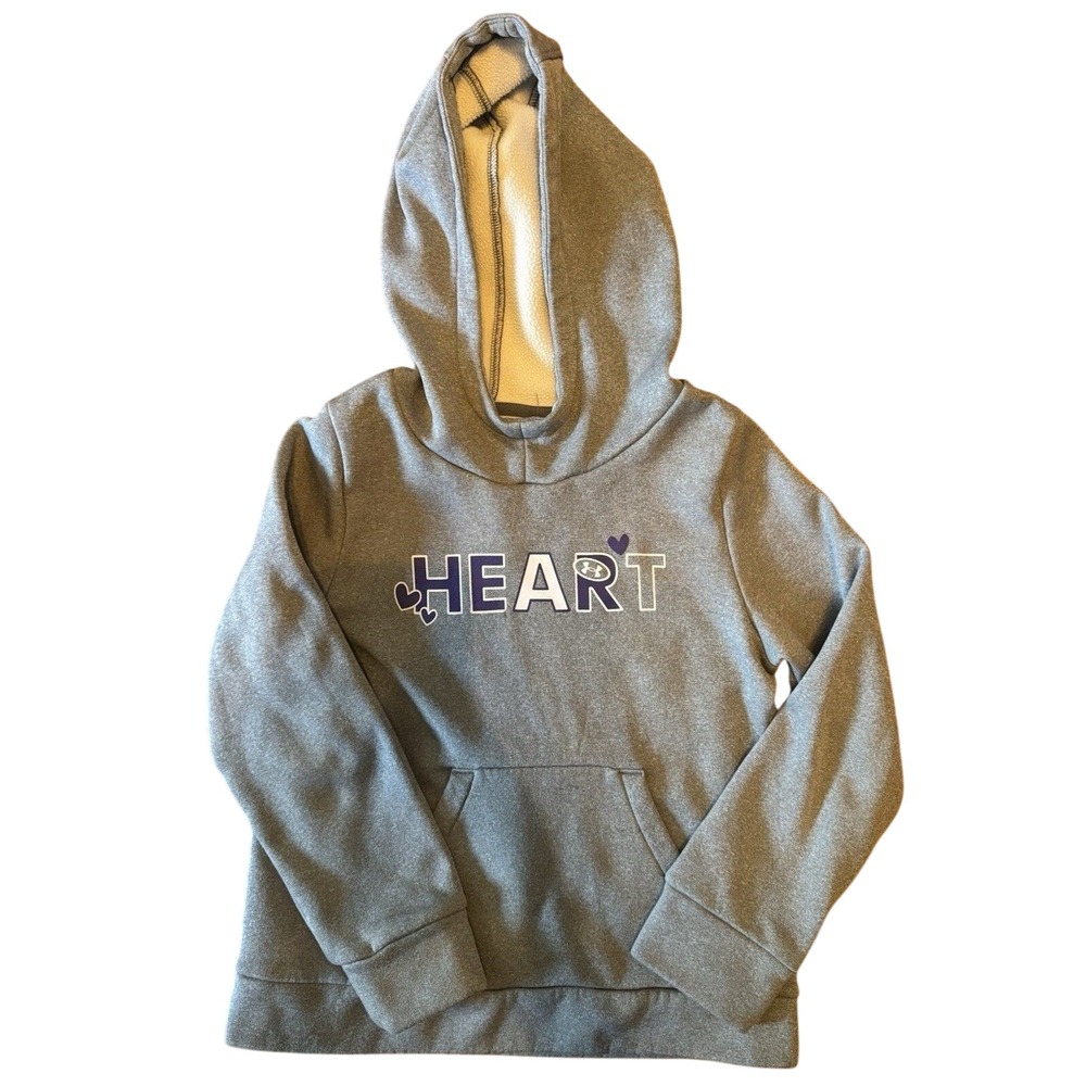 Under Armour Kids‎ Gray Hoodie Heart Graphic Sweatshirt Youth Medium